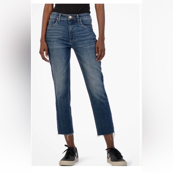 Kut from the Kloth Jeans Sz 14 Long Rachael Fab Ab Mom High Rise Raw Hem 2 Pair - Picture 9 of 9